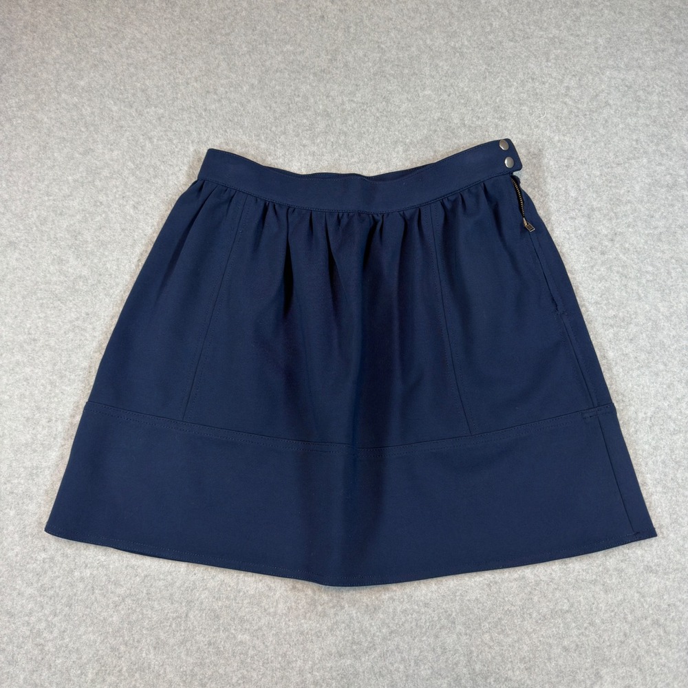 Madewell Skirt Women 4 Navy A-Line Mini Pleated Side Zip Preppy Academia Skater